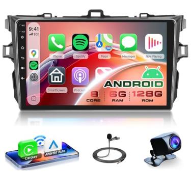 Imagem de Rimoody Rádio Automotivo 8Core 6G+128G Para Toyota Corolla 2009-2013, Android 13 Estéreo, Carplay Auto, Tela Sensível Ao Toque De 9", Gps 4G-Wifi Bt/Fm/Rds Dsp-36, 59 Temas Ui, Câmera Ré