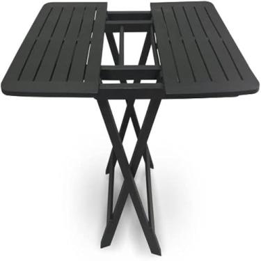 Imagem de Mesa dobravel quadrada preta para escritorio, eventos e utilidades, resistente