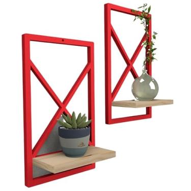Imagem de Prateleira de Parede Estilo Industrial 23x37cm Versátil para Sala, Quarto, Cozinha, Banheiro Ideal para Moradores de Apartamento e Amantes de Decoração(1,VERMELHO)