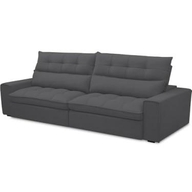 Imagem de Sofá Retrátil Reclinável Para Sala de Estar Living 250cm Dimas F04 Bouclê Grafite - Lyam Decor