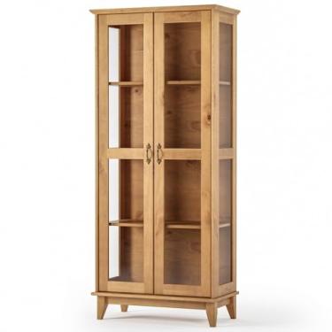 Imagem de Cristaleira de Madeira Com Vidro 2 Portas Lira M06 Carvalho Fosco - Lyam Decor