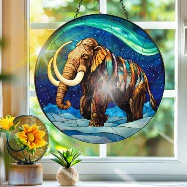 Imagem de Apanhador de sol de acrílico colorido, decoração de janela suspensa de elefante, arte de parede de arco-íris, para varanda, interior e exterior, jardim, enfeites de Natal 19 x 19 cm CH#119