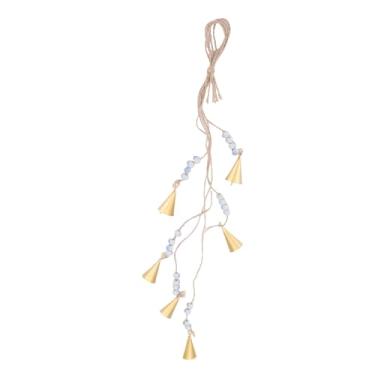 Imagem de AUNMAS Sinos de Vaca Vintage, Ornamentos de Suspensão de Metal Rústico Com Corda de Cânhamo, Sinos de Lata Dourados de 15,7 Polegadas para Decoração de Jardim Doméstico, Suprimentos de Bruxaria