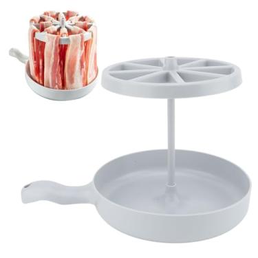 Imagem de Panela de bacon de micro-ondas, bandeja de bacon rápida e eficiente com coletor de gordura para bacon crocante, prato seguro para forno para micro-ondas e fritadeira a ar, máquina de bacon saudável