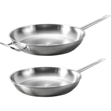Imagem de 2 Frigideiras Profissionais Brinox 24cm e 32cm Fundo Triplo Inox Cozinha Industrial Restaurante