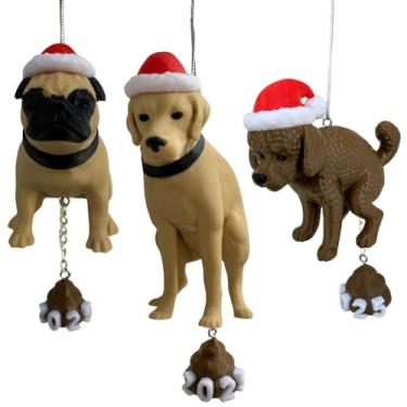 Imagem de Enfeites de Natal engraçados para cães 2025 – Pug, Golden Retriever e Poodle – Ornamentos de cachorro impressos em 3D com chapéu de Papai Noel – Presente exclusivo para amantes de animais de estimação