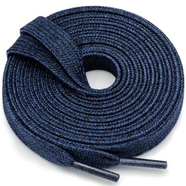 Imagem de WEGOODZF Cadarços planos com glitter: cadarços metálicos brilhantes para tênis - 2 pares, 29 Azul marinho, 43 inch (110CM)