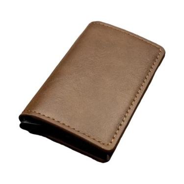 Imagem de Carteira Metálica Minimalista Unissex Com Bloqueio RFID, Suporte Autom