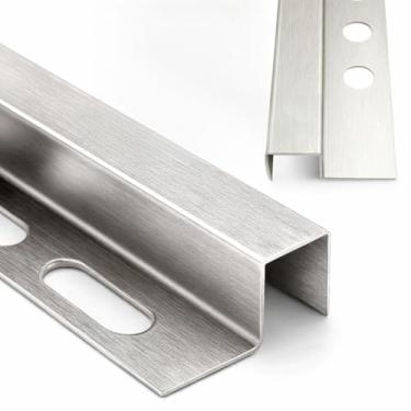 Imagem de Perfil Soleira Inox 304 Escovado 1 m – Transição de Piso, Acabamento Para Piso e Parede, Filete Metálico Durável Anti-Corrosão para Construção e Reforma