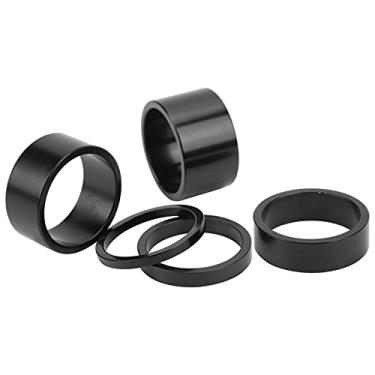 Imagem de Cryfokt Conjunto de Arruela de Garfo Dianteiro Durável de Liga de Alumínio para Espaçador de Fone de Ouvido de Mountain Bike, Fácil de Instalar, 5 Peças para Entusiastas de Bicicletas de Estrada