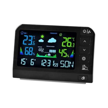 Imagem de IEUDNS Estação Meteorológica Portátil Multifuncional com Termômetro e Higrômetro para Ambientes Internos e Externos, Visor LCD Relógio Meteorológico Ideal, Style a Black