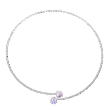 Imagem de Colar de coração de strass coração prata diamante brilhante colar gargantilha moda minimalista festa formatura acessórios para mulheres colar aberto colar acessórios de joias, long, Cobre, Sem Pedra