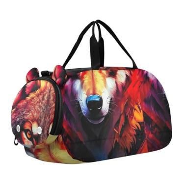 Imagem de Linda bolsa de viagem Cupid Pug Love para meninas, bolsa de viagem para o fim de semana, bolsa de viagem para crianças, Cabeça de lobo vermelha, Clássico