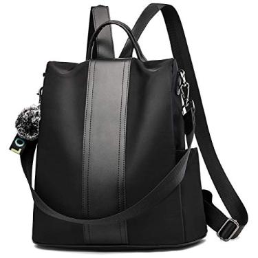 Imagem de Mochila feminina TcIFE Mochila Moda Bolsa escolar e Bolsas de ombro Bolsa de nylon antirroubo, 1-1 Black Medium, Medium