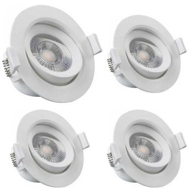 Imagem de Conjunto 4 Spot Led Redondo Embutir 3W Branco Frio 6500k Bivolt - Luz 