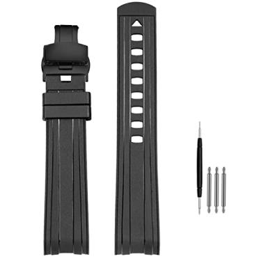 Imagem de IENYU Pulseira de relógio de borracha de 20 mm 22 mm para Omega SEAMASTER 003 007 PLANET OCEAN AT150 Pin Buckle Silicone Strap Watch Band Bracelet (Cor: Olive Flak, Tamanho: 20mm)