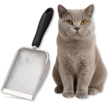 Imagem de Pá Cata Caca I Coco-Inox com Peneira Reforçada para Areia de Gatos e Cães, Cabo Ergonômico Antiderrapante, Ideal para Limpeza Rápida e Higienização – Three Brothers