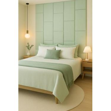 Imagem de Cabeceira 2,10x2mt de Largura Dominó com Placas Estofadas Autocolantes