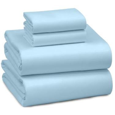 Imagem de RUVANTI Jogo de cama king size 100% algodão – tecido acetinado macio e sedoso, refrescante, leve e respirável, bolso profundo de 40,6 cm, roupa de cama durável e de cetim de luxo colorido, 4 peças