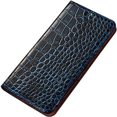 Imagem de Capa carteira para ZTE Nubia Z70 Ultra, capa dobrável dobrável de couro genuíno de crocodilo com suporte de cartão TPU