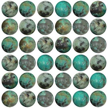 Imagem de Contas de pedra natural 100 peças 8 mm turquesa africana genuína contas de pedra real solto tamanho 1 mm Miçangas lisas para pulseira colar brincos fabricação de joias (turquesa africana)