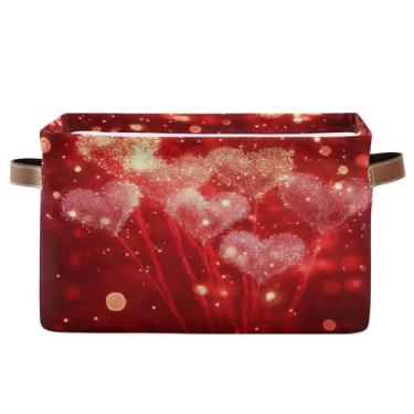 Imagem de Blueangle 1 caixa de armazenamento retangular para fogos de artifício do Dia dos Namorados, 38 x 28 x 24 cm, cesta organizadora dobrável para decoração de casa (413)