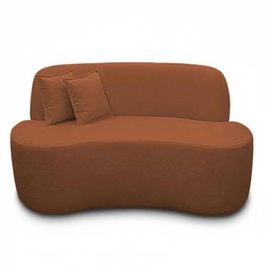 Imagem de Sofá Ondulado Orgânico Pequeno 2 Lugares Sala Bouclé Bouclé Terracota