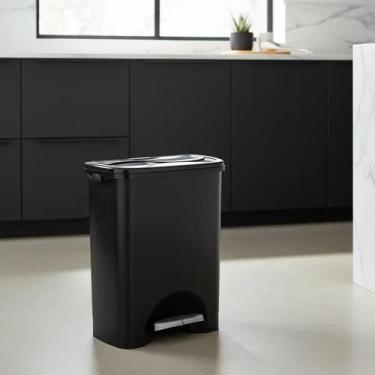 Imagem de Lixeira 45 Litros AGRAPLAST Plástico PRETA com Pedal Modelo 694 Cozinh