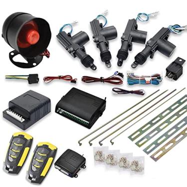 Imagem de Kit de bloqueio central remoto para carro, 4 portas, sistema de entrada sem chave + sistema de imobilizador de alarme antirroubo com sensor de choque universal
