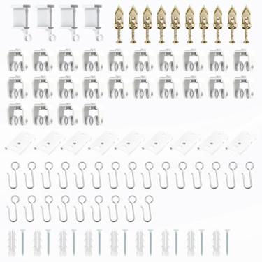 Imagem de AJAZZ Suporte de teto flexível para cortina de teto, haste curvada, trilho de cortina deslizante, divisor de quarto, haste de cortina de chuveiro, trilho de cortina de parede (branco, pacote de