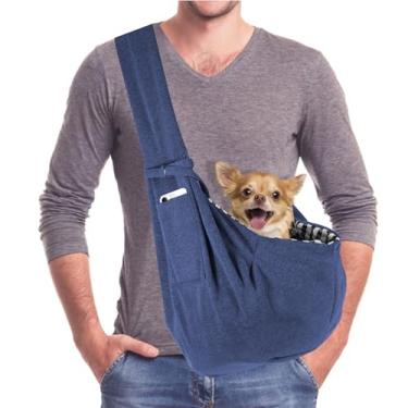 Imagem de Mochila para cães pequenos, reversível, com 2 bolsos, para caminhadas, metrô e viagens (azul)