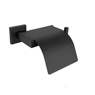 Imagem de 3FLQOOPP Acessórios de banheiro preto fosco conjunto de ferragens barra de toalha trilho toalheiro gancho saboneteira escova de vaso sanitário, prateleira de vidro (suporte de papel a)