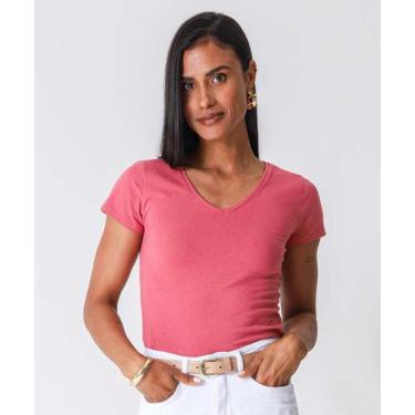 Imagem de Blusa Feminina Básica Cotton Marisa Rosa-00042, Rosa, PP