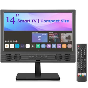 Imagem de Feihe Smart TV pequena de 14 polegadas, Smart TV HD LED de tela plana com sintonizador ATSC/HDMI/USB/AV para cozinha, trailer, acampamento, quarto ou uso em viagens