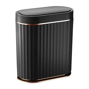 Imagem de Lixeira Automática com Sensor Inteligente 7.5 Litros (2 Galões) Slim para Banheiro, Cozinha e Escritório | Cesto de Lixo À Prova D'água Preto com Tampa | Higiênica e Moderna