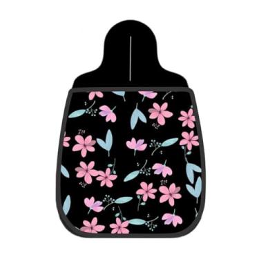 Imagem de Lixeira De Carro Organizador Lixinhocar Flores Rosa e Azul Fundo Preto