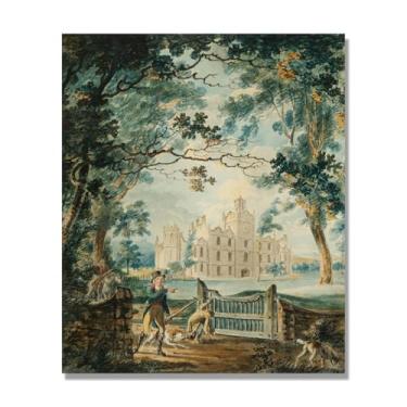 Imagem de NHLDZYH J.M.W. Turner Reprodução de pintura famosa, arte em tela de paisagem romântica estilo Turner, decoração de parede para sala de estar e escritório. A56. 40 x 48 cm - 15,7 x 18,9 pol. Somente