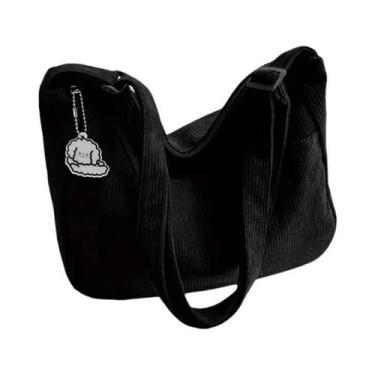 Imagem de Bolsa De Ombro Feminina De Grande Capacidade Em Corduroy, Casual, Com 