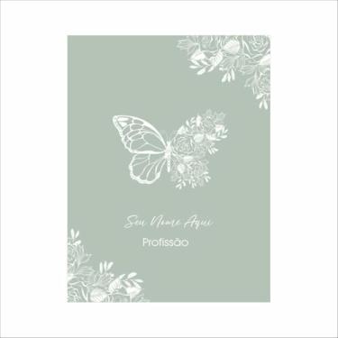 Imagem de Caderno A5 Personalizado Borboleta para Anotações com Nome na Capa, Caderneta 96 Folhas Capa Dura, Caderno Sem Pauta ou Pautado, Caderno Espiral para Estudos e Organização (Verde)