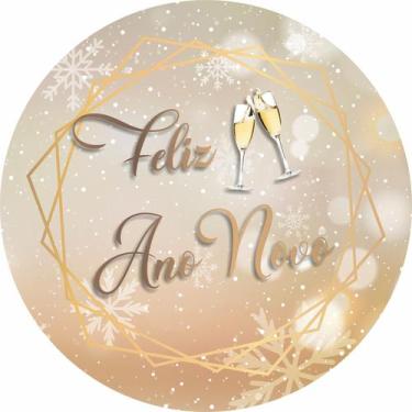 Imagem de Painel de Lona Redondo Feliz Ano Novo Champagne na Virada - Fabrika De