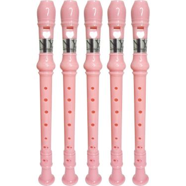 Imagem de Kit 5 Flautas Doce Germânica Rosa Claro FL 20G New York