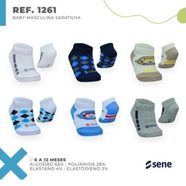 Imagem de Meias baby algodão kit 6 pares meia infantil menino e menina 6 a 12 me