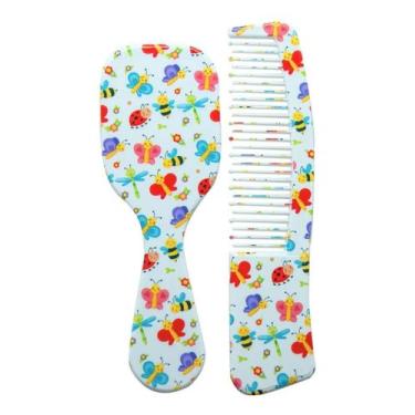 Imagem de Kit Infantil Bebê Escova E Pente Cabelo Baby Zoo Marco Boni Borboletas