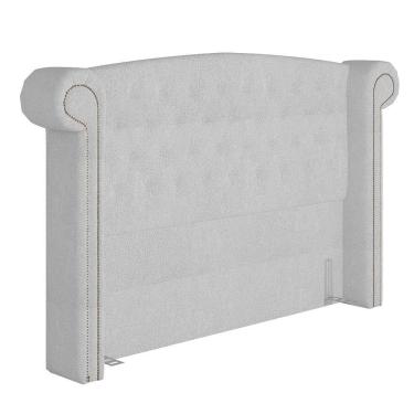 Imagem de Cabeceira Cama Box Queen 160cm Provença P02 Bouclé Branco - Mpozenato