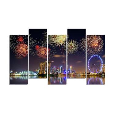 Imagem de Kit 5 Quadro Decorativo Para Sala Quarto Cidade Singapura