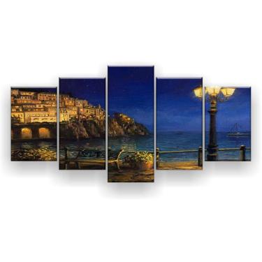 Imagem de Quadro Decorativo Pintura Noite De Verão 129X61 5 Peças