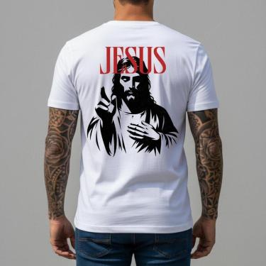 Imagem de Camiseta Básica Masculina Algodão Penteado Estampa Customizada Vintage Retrô Camisa Branca Casual-Masculino