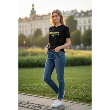 Imagem de Camiseta Feminina T Shirt Dia a Dia Estampada Brasil Copa Malha Algodão do P ao G1-Feminino