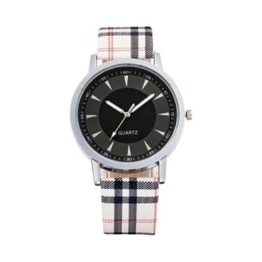 Imagem de Relógio Casual Feminino Vintage Com Pulseira De Couro Xadrez, Relógio 