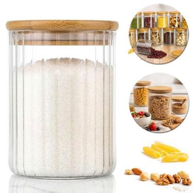 Imagem de Kit Potes Herméticos Vidro Canelado redondo Cantinho Do Café 700ml - L